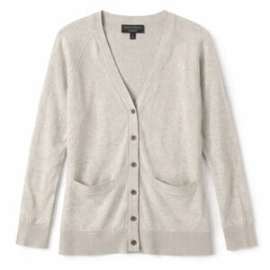Banana Republic Filpucci Superloft Cardigan Sweater Womens M Gray Knit V-Neck